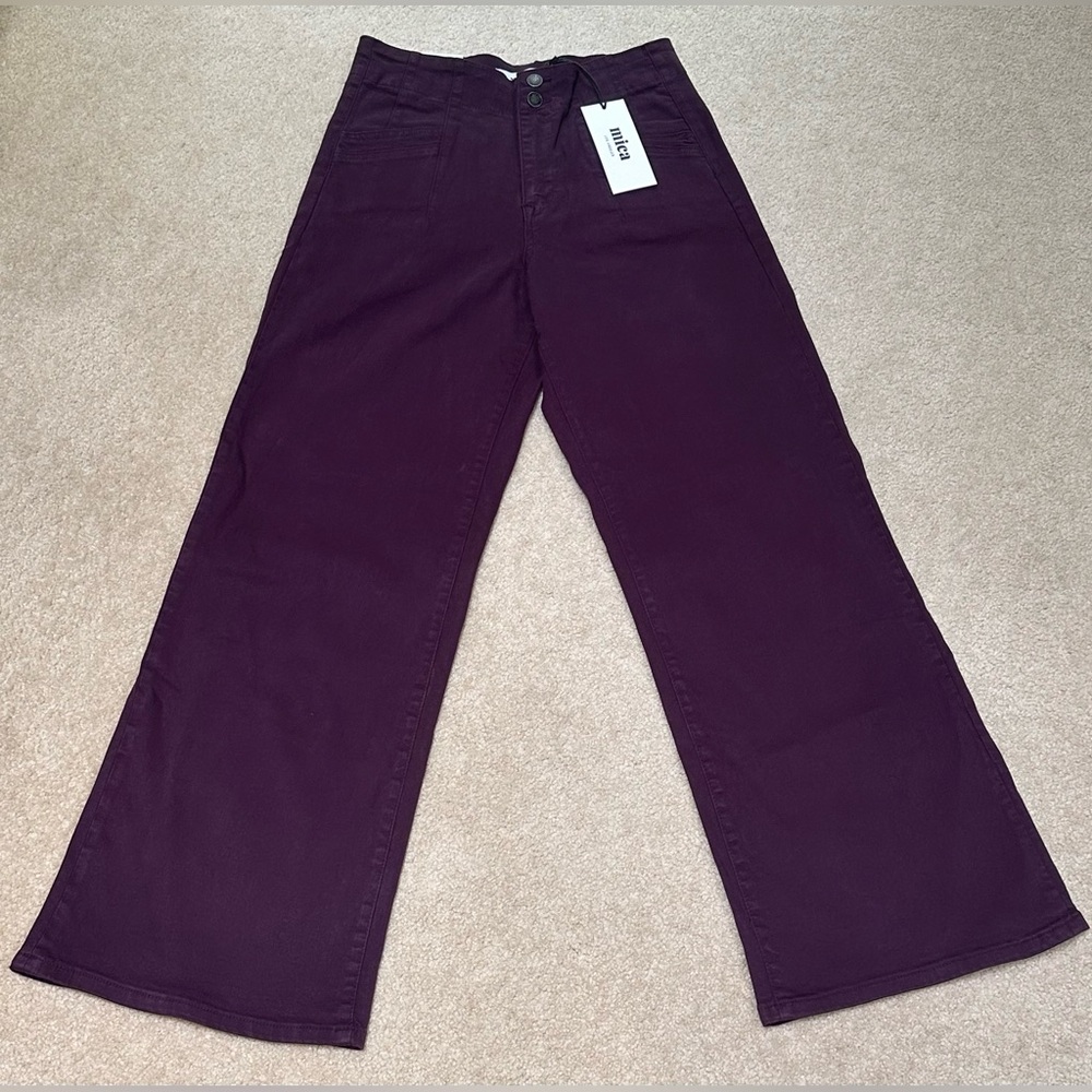 NWT Mica Super High Wide Leg Purple Pants Size 29 Plum Petunia
